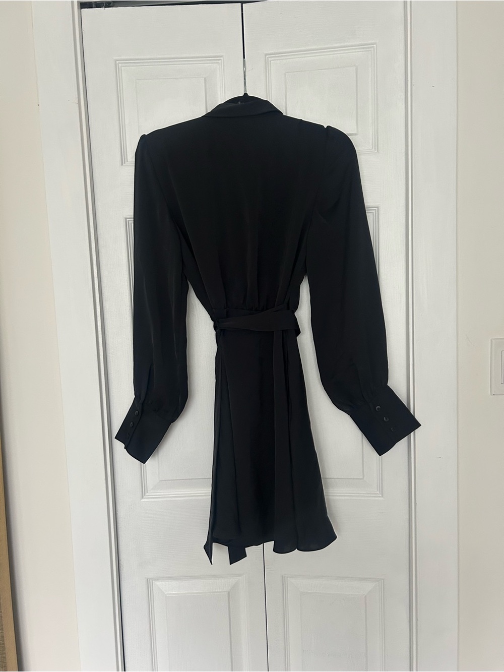 Babaton Aritzia Hyde Black Wrap Dress with Long Sleeves - Picture 9 of 9